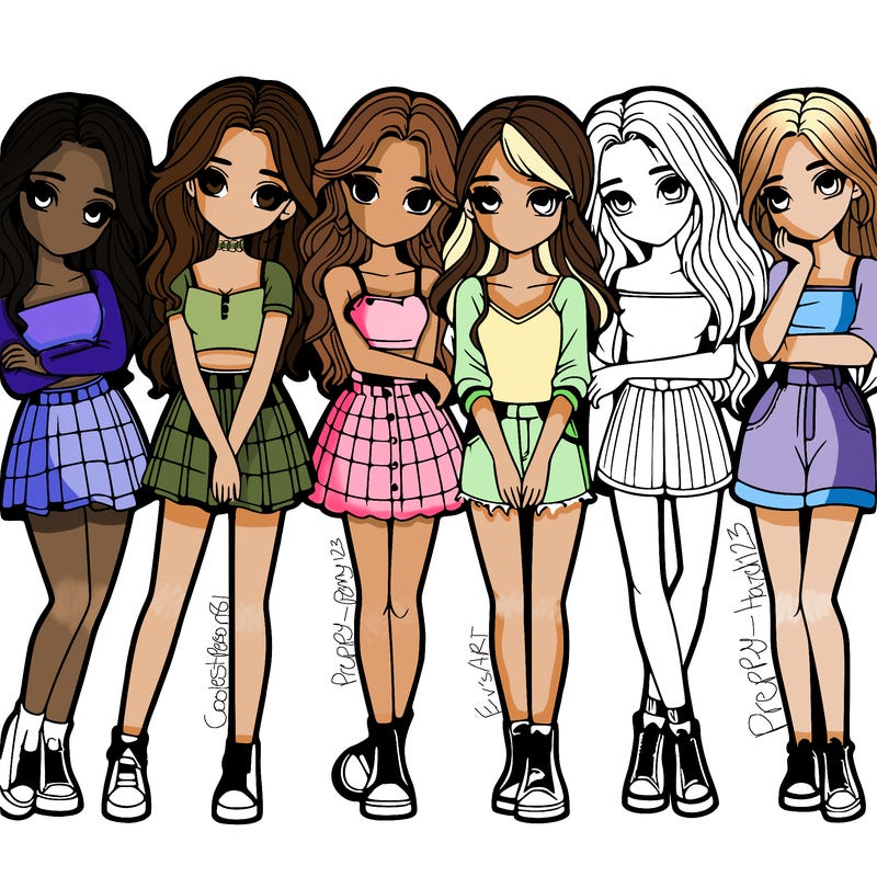 a group of girls realistic