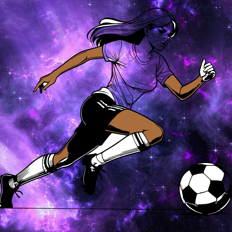 realistic woman playing soccer