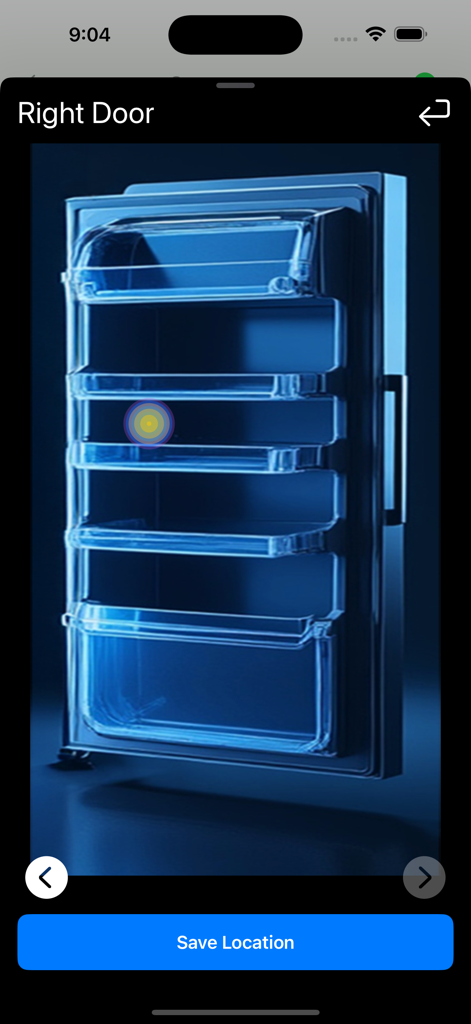 Visual Freezer Inventory - Interfaz del localizador de puerta del congelador para marcar la posición de un artículo en la puerta del congelador.