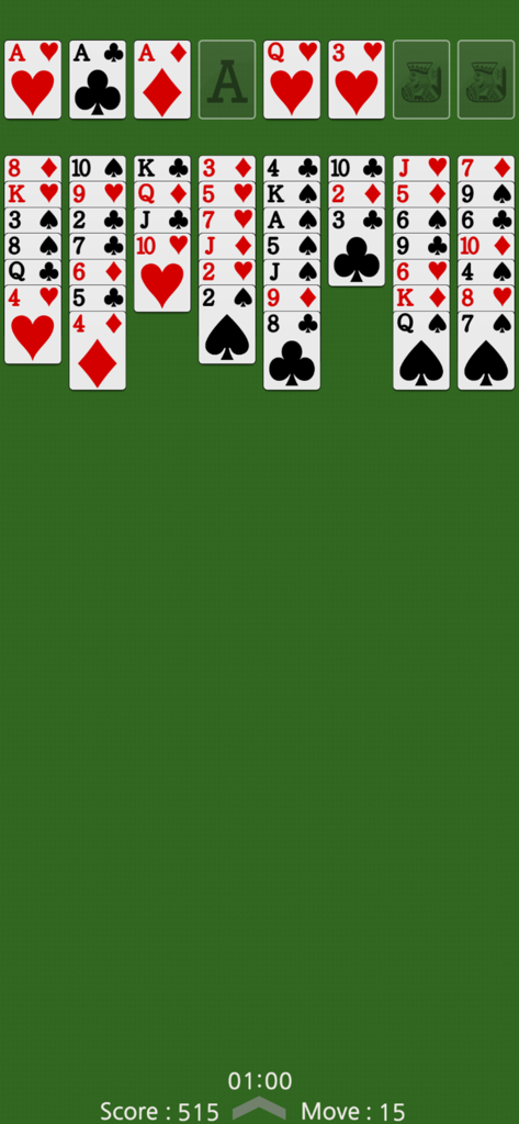 Dr FreeCell solitaire card game in progress on a green background
