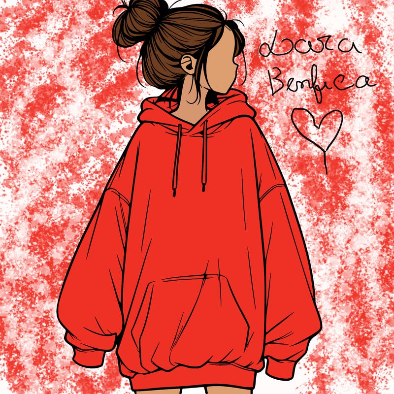 realistic girl with a oversized sweatshirt on and a bun