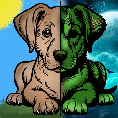 realistic dog split picture