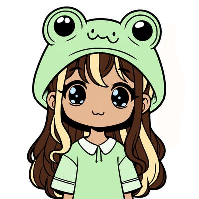 girl with frog hat
