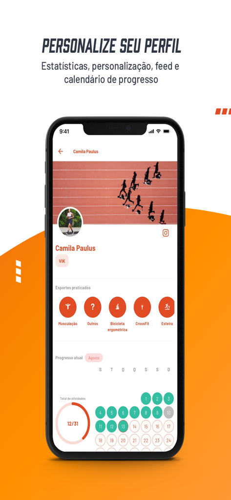 VIK - VIK app profile screen displaying user statistics and an activity progress calendar.