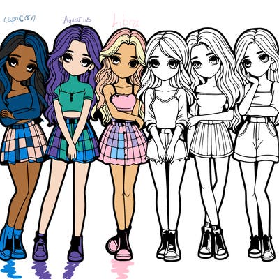 a group of girls realistic