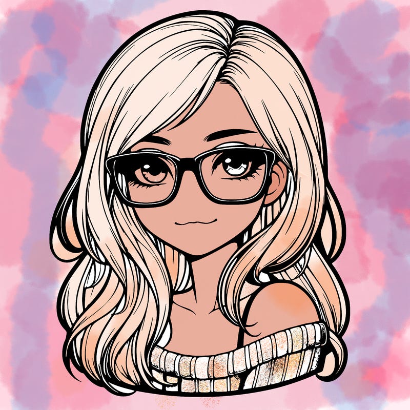 realistic girl with glasses