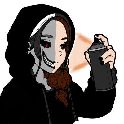 a realistic girl, spray painting