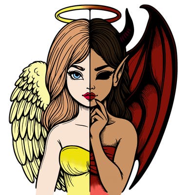 realistic angel half demon