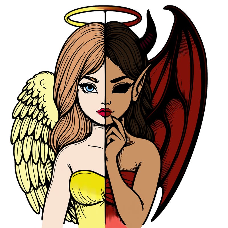 realistic angel half demon