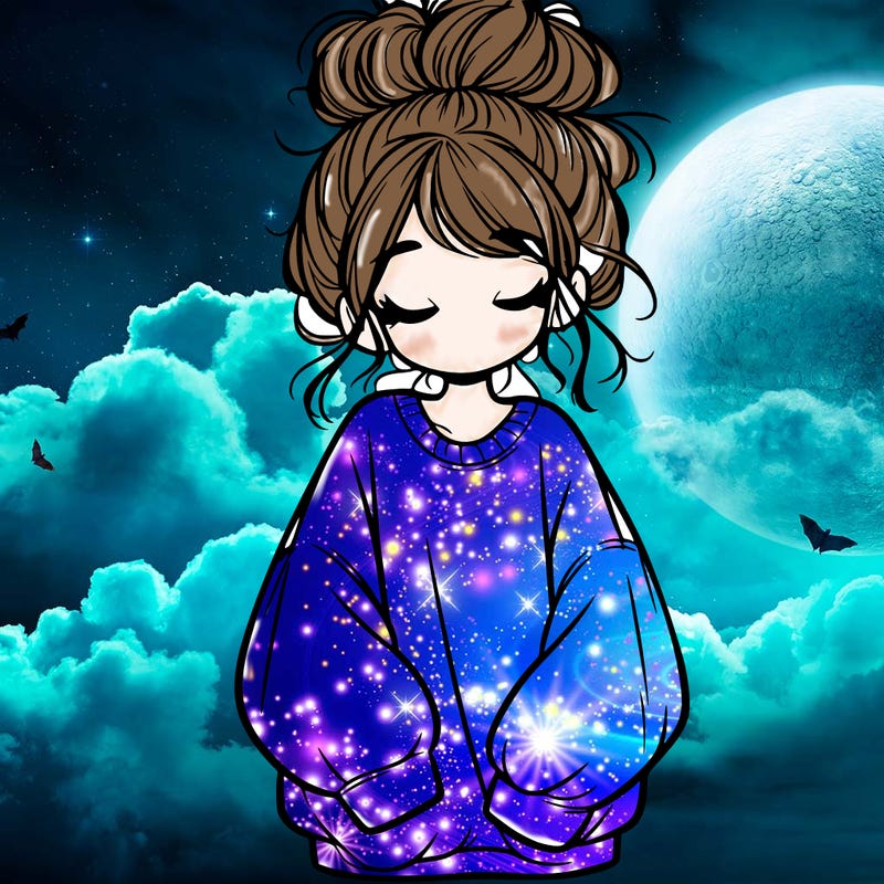 girl with baggy sweatshirt and messy bun