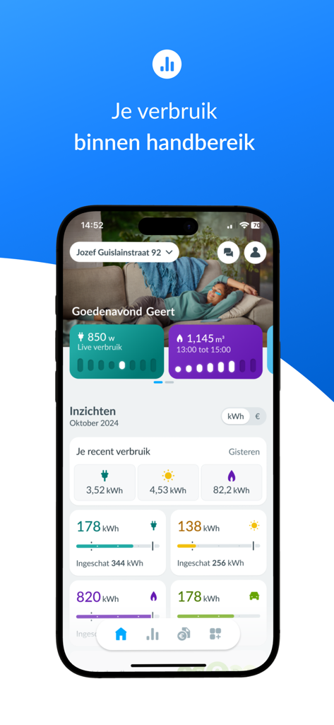 ENGIE Smart App - ENGIE Smart App dashboard showing live energy and gas consumption data