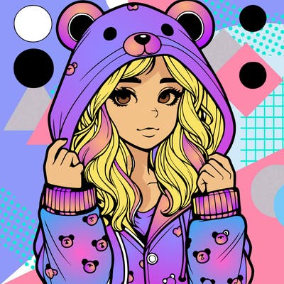 realistic girl in a animal pjs hoodie