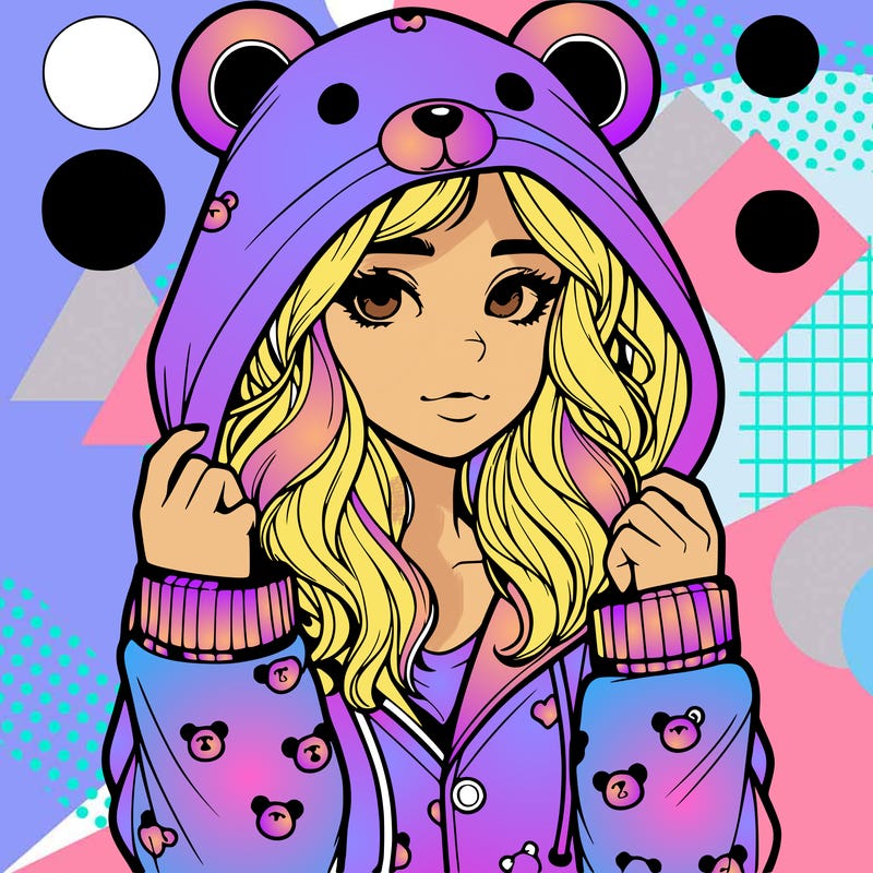 realistic girl in a animal pjs hoodie