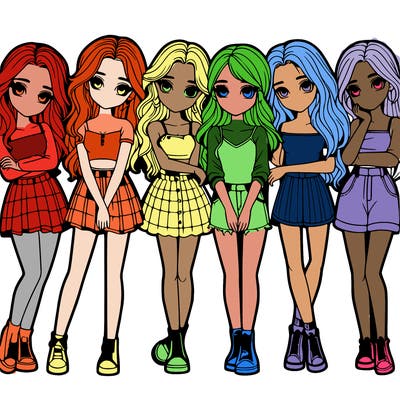 a group of girls realistic