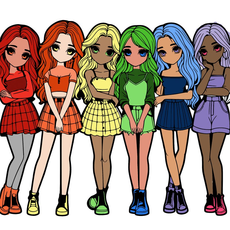 a group of girls realistic