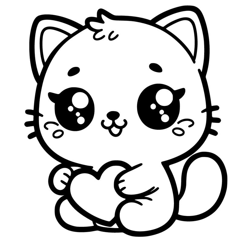 a kitty cat that is holding a hart