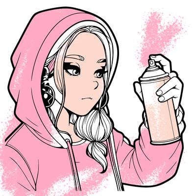 a realistic girl, spray painting