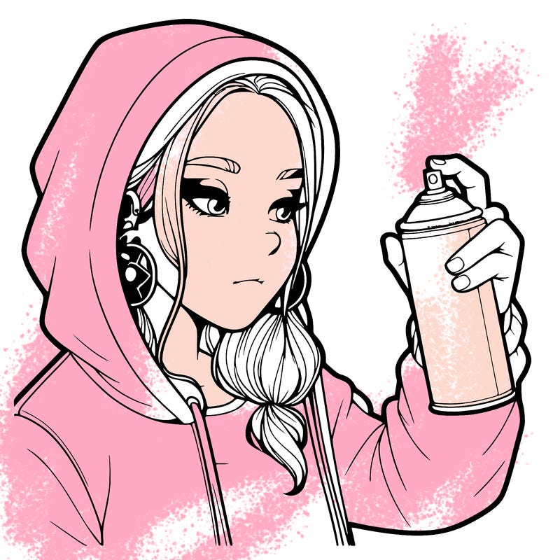 a realistic girl, spray painting