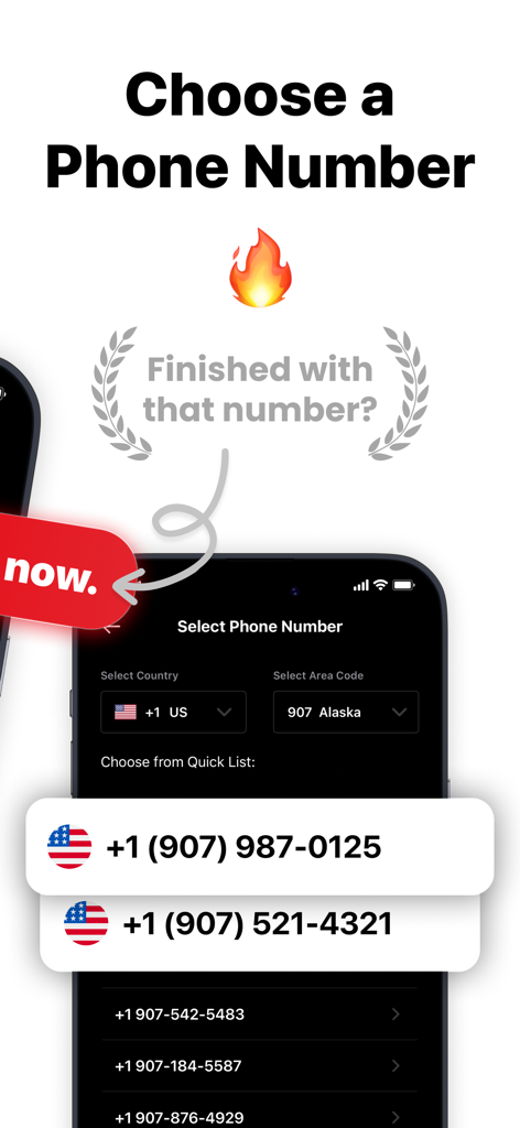 Text Shield: Disposable Number - Interface for selecting a new US or Canada disposable phone number in the Text Shield app