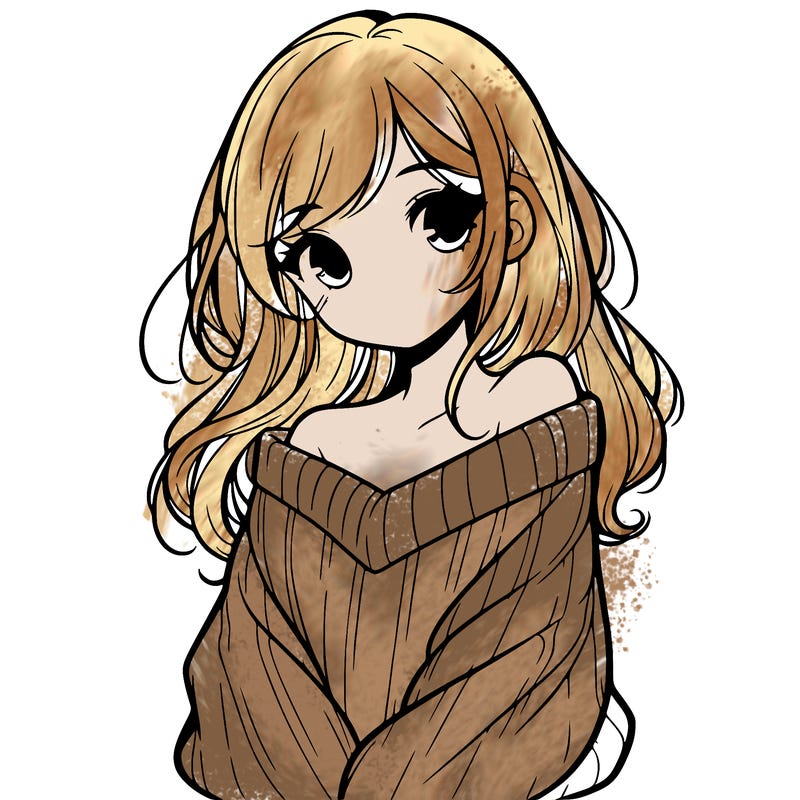 shy pretty girl wearing a sweater that is falling off one shoulder portrait