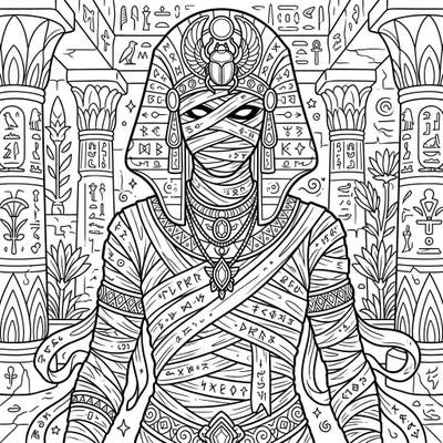 Embark on an epic coloring journey with this stunning fantasy mummy design, crafted specifically for adult colorists seeking intricate details and a touch of ancient mystique. Immerse yourself in a world of hieroglyphs and forgotten lore as you bring this powerful figure to life with your chosen palette.