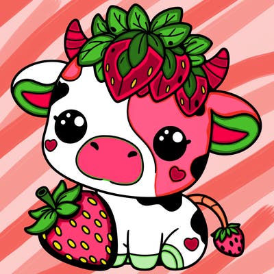 cute strawberry cow