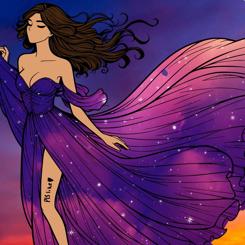 realistic woman in dress flowing the the wind