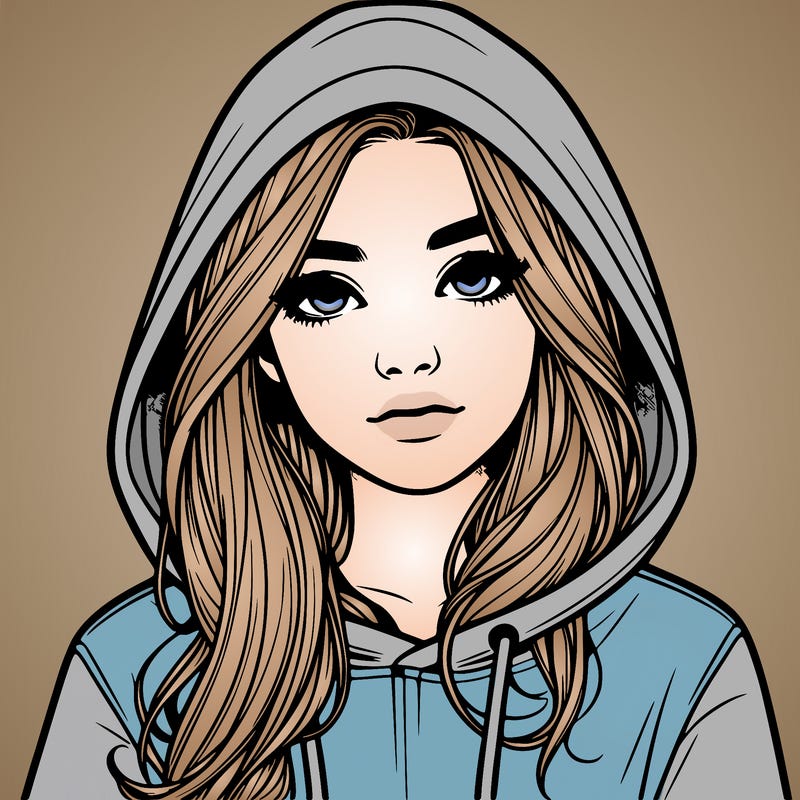 realistic girl with a hoodie
