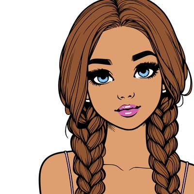realistic girl with braids
