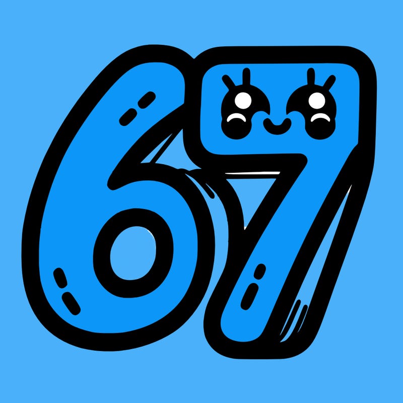the numbers 67