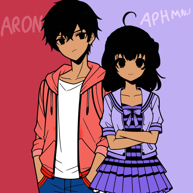 anime teen girl and boy
