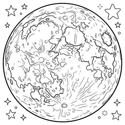 Blast off on a creative journey with our Lunar Maria coloring page, perfect for young space explorers aged 4-8. This delightful template features the Moon's fascinating plains and craters, ready for a splash of color.