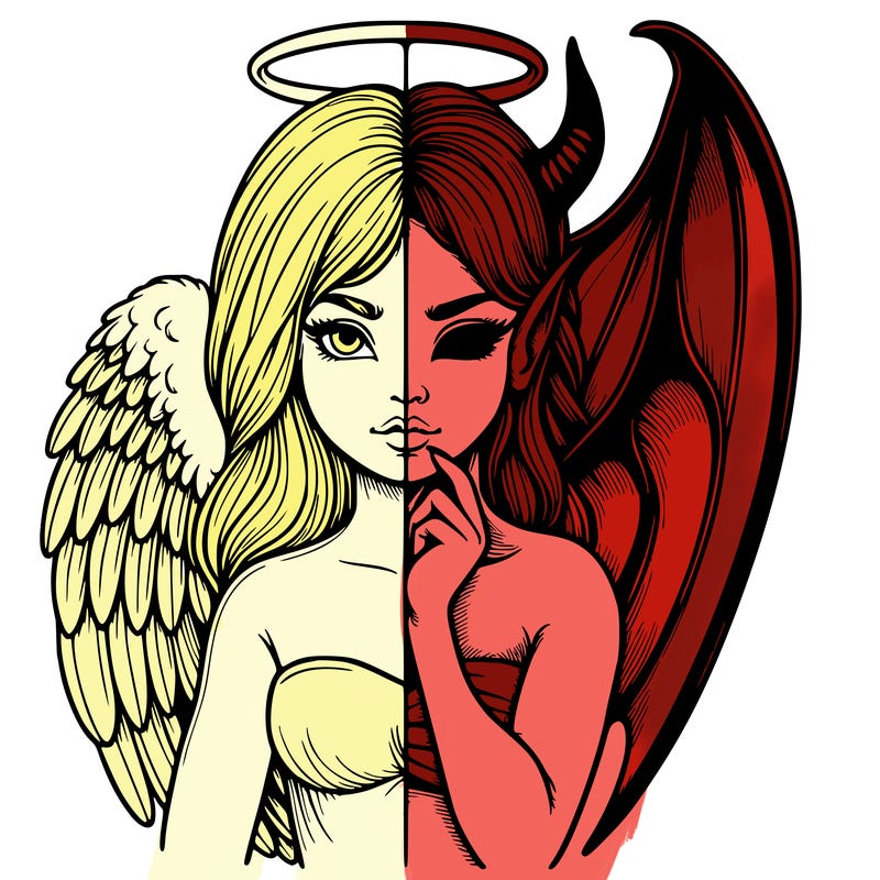 realistic angel half demon