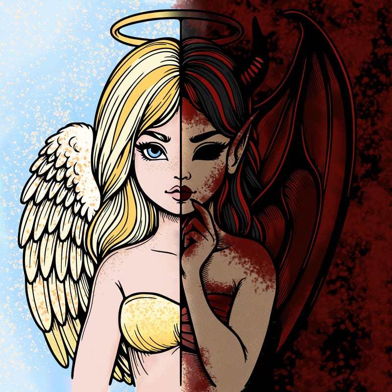 realistic angel half demon