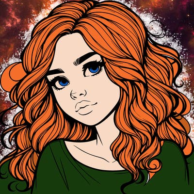 realistic girl with wavy hair on her hair