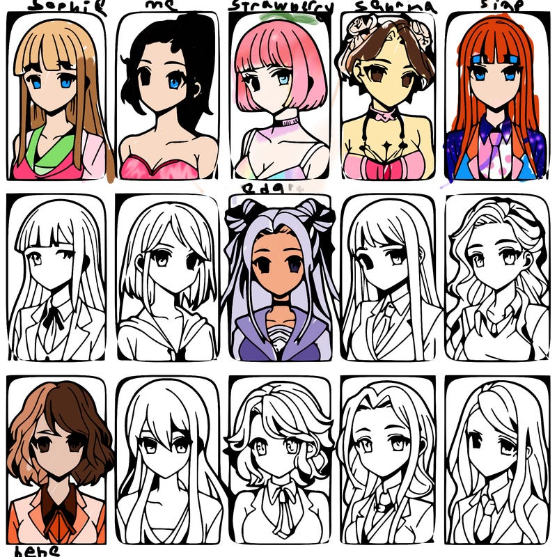 girls that look diffrent anime