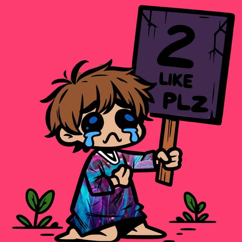 small poor toddler crying with sign that says 2 like plz
