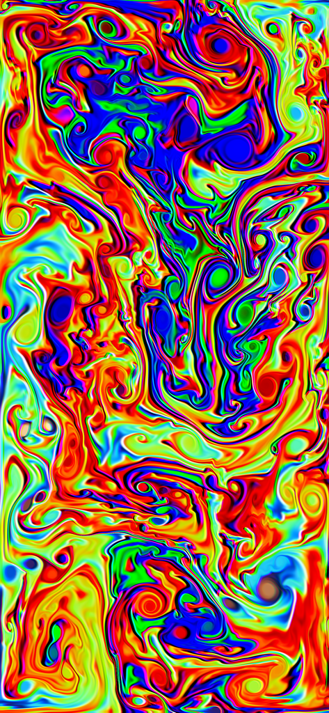 渦巻く虹色で鮮やかなサイケデリックな流体シミュレーション。