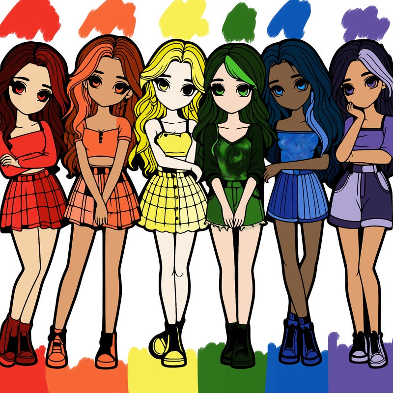 a group of girls realistic