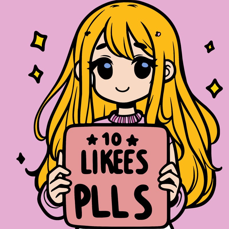girl holding a sign that says 10 likes pls