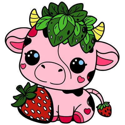 cute strawberry cow