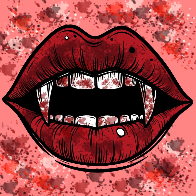 lips with vampire teeth