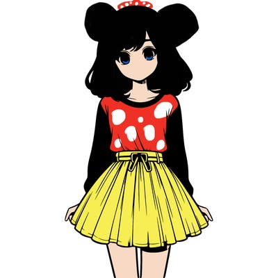 realistic girl with a skirt on