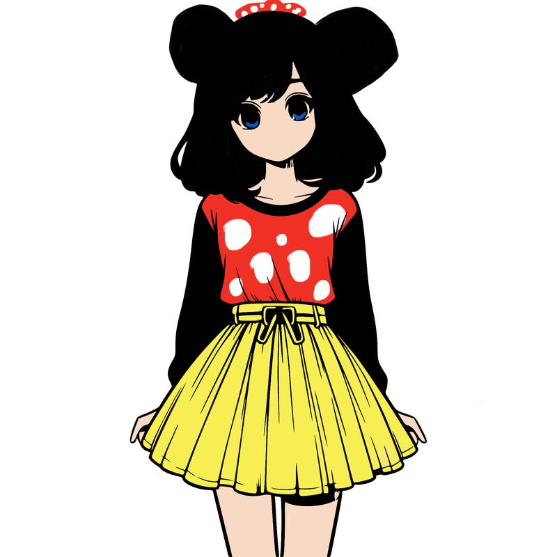 realistic girl with a skirt on