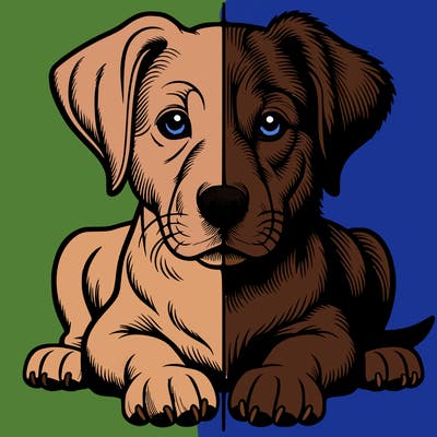 realistic dog split picture