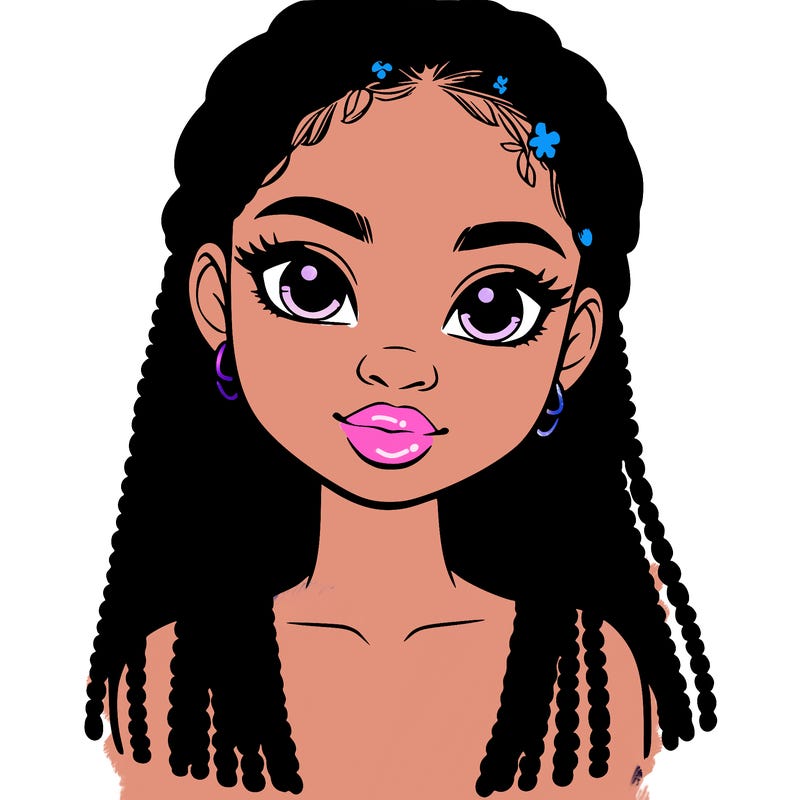 a realistic black girl with braids