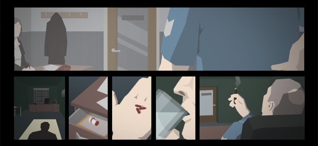 This Is the Police - Gritty comic style panels of Police Chief Jack Boyd in a noir office setting