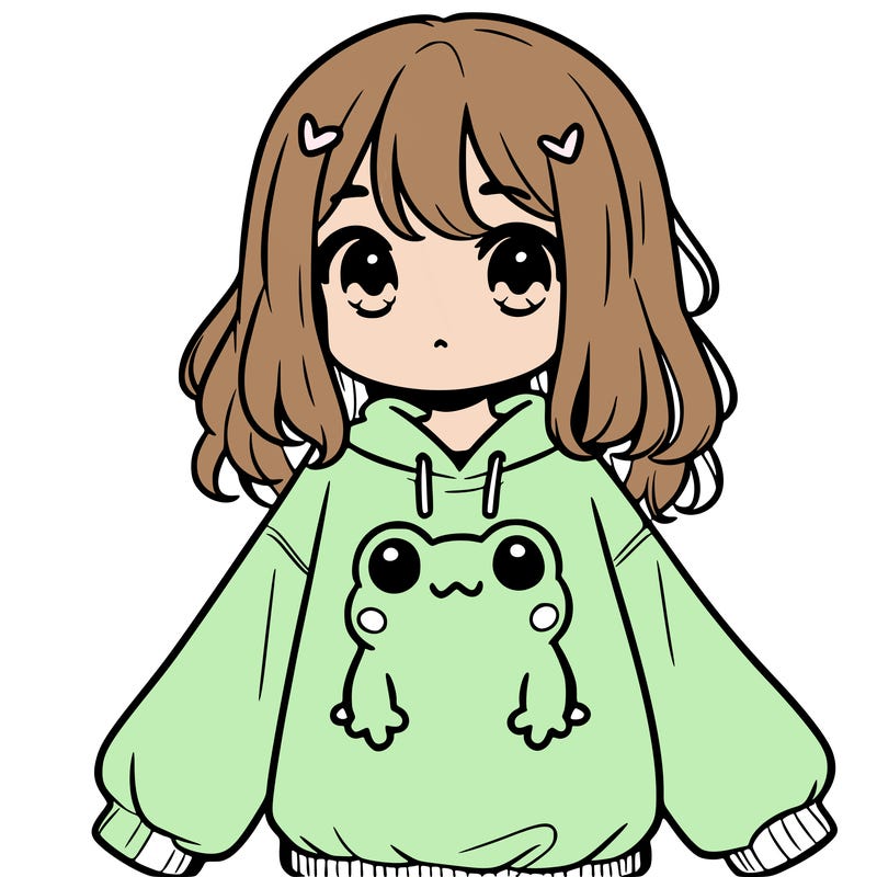 girl wearing frogging sweatshirt