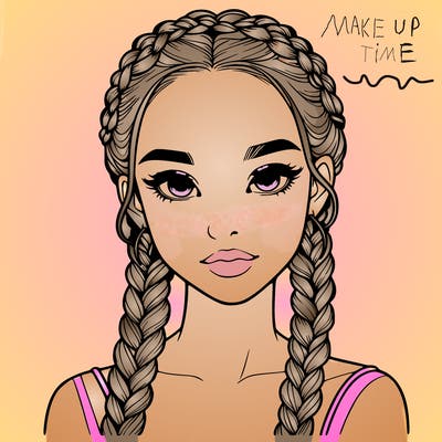 realistic girl with braids