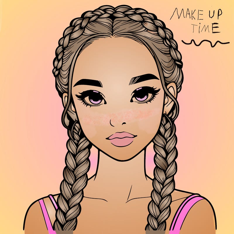 realistic girl with braids